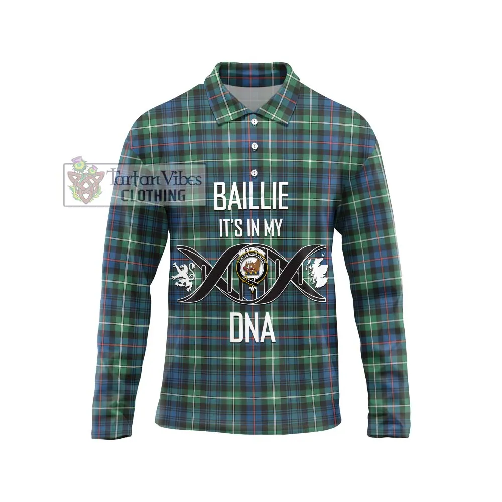 Baillie Ancient Tartan Long Sleeve Polo Shirt with Family Crest DNA In Me Style