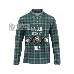 Baillie Ancient Tartan Long Sleeve Polo Shirt with Family Crest DNA In Me Style