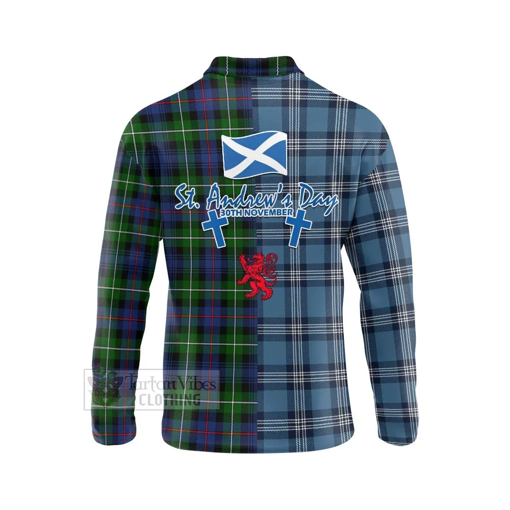 Baillie (Bailey) Tartan Long Sleeve Polo Shirt Happy St. Andrew's Day Half Tartan Style