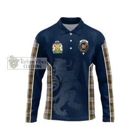 Baillie Dress Tartan Long Sleeve Polo Shirt with Family Crest and Lion Rampant Vibes Sport Style