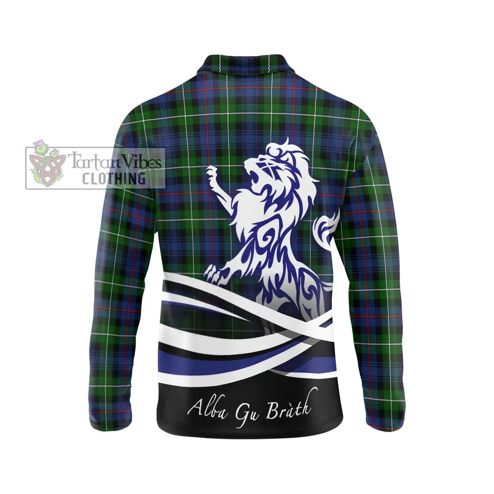 Baillie Tartan Long Sleeve Polo Shirt with Alba Gu Brath Regal Lion Emblem