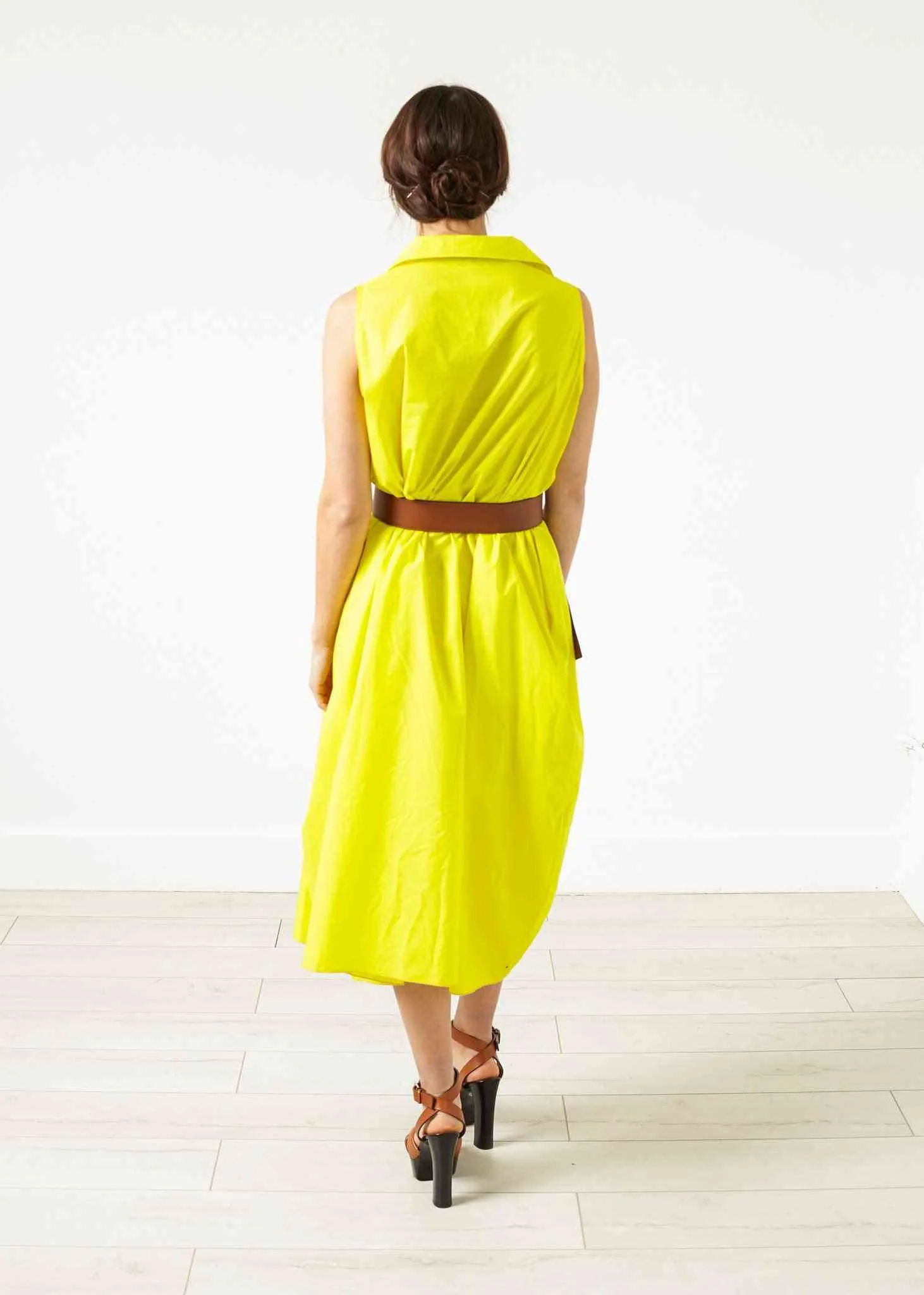 Balloon Cotton Dress in Yellow