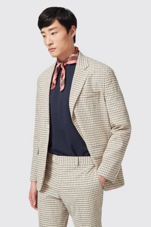 Berkley Tailored Fit Neutral Check Cotton Jacket - ARCHIVE