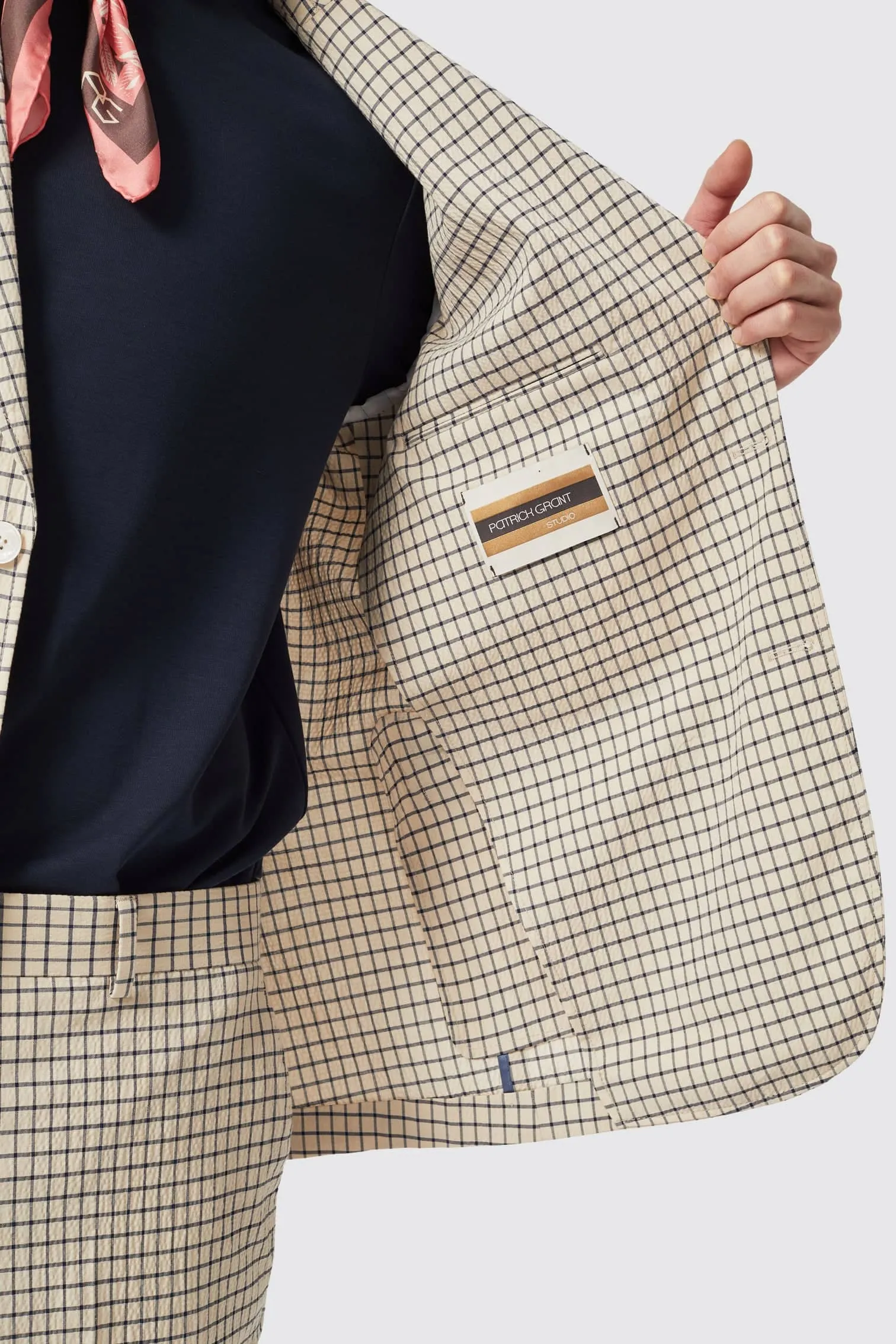 Berkley Tailored Fit Neutral Check Cotton Jacket - ARCHIVE