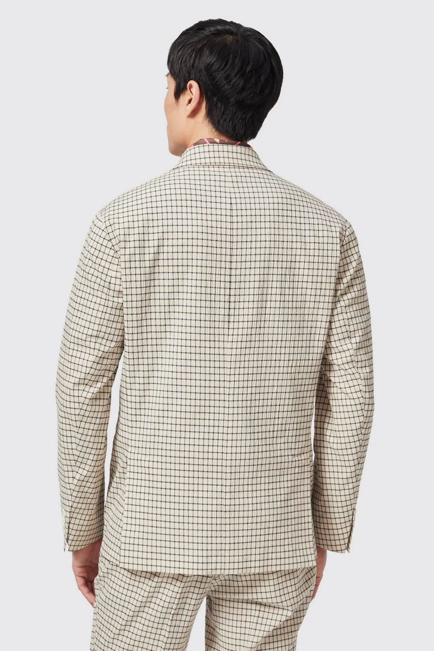 Berkley Tailored Fit Neutral Check Cotton Jacket - ARCHIVE