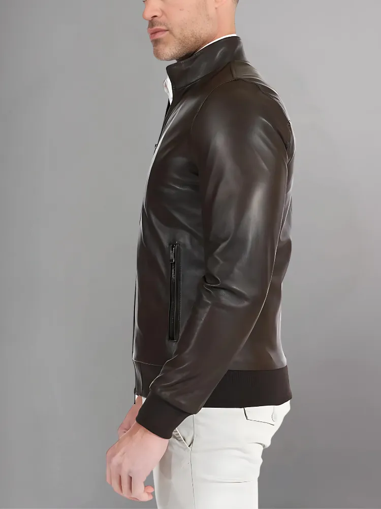 Black Bomber Leather Jacket