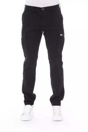 Black Cotton Men Cargo Trouser