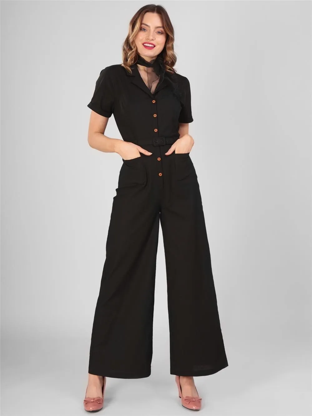 Black Siren Suit Vintage Style Jumpsuit