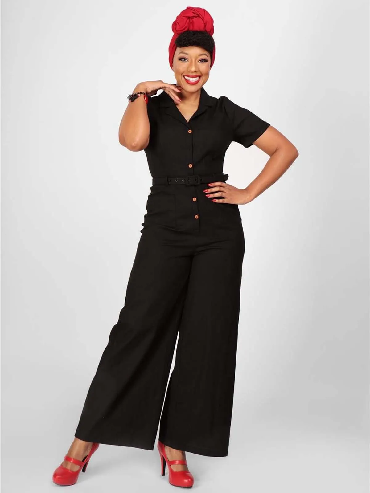 Black Siren Suit Vintage Style Jumpsuit