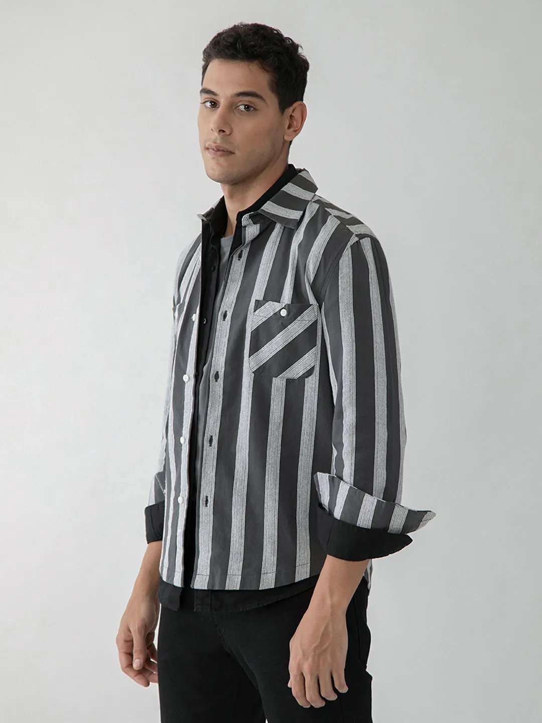 Black Striped Shacket