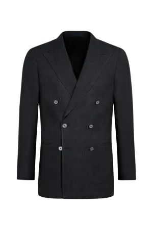 Black Wool Double Breasted 2-Piece Suit