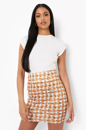 Boohoo Tall Floral Gingham Ladies Mini Skirt