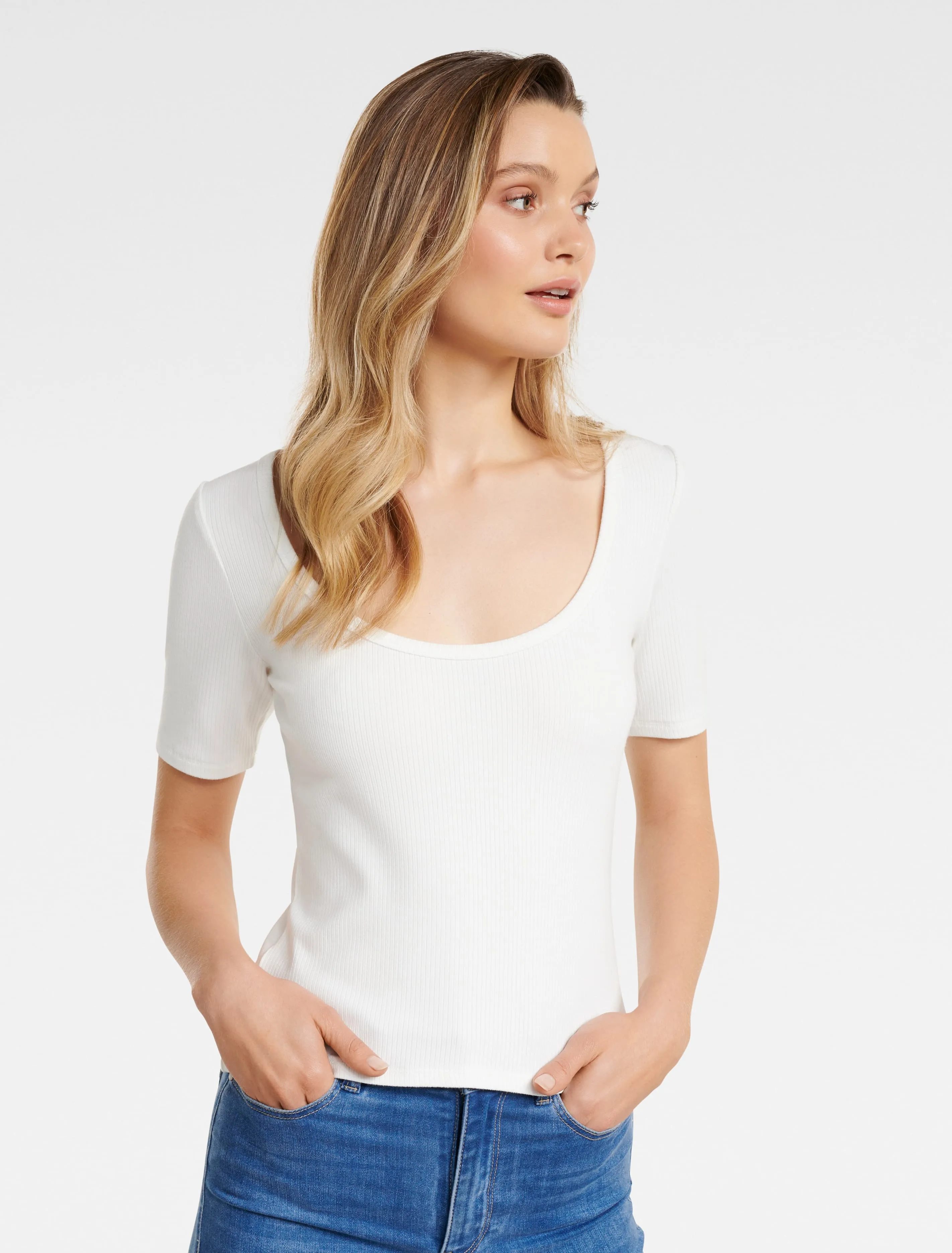 Boston Scoop Neck Rib Tee