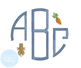 Boy Shirt - Stitched Circle Monogram with Mini Bunny and Carrot