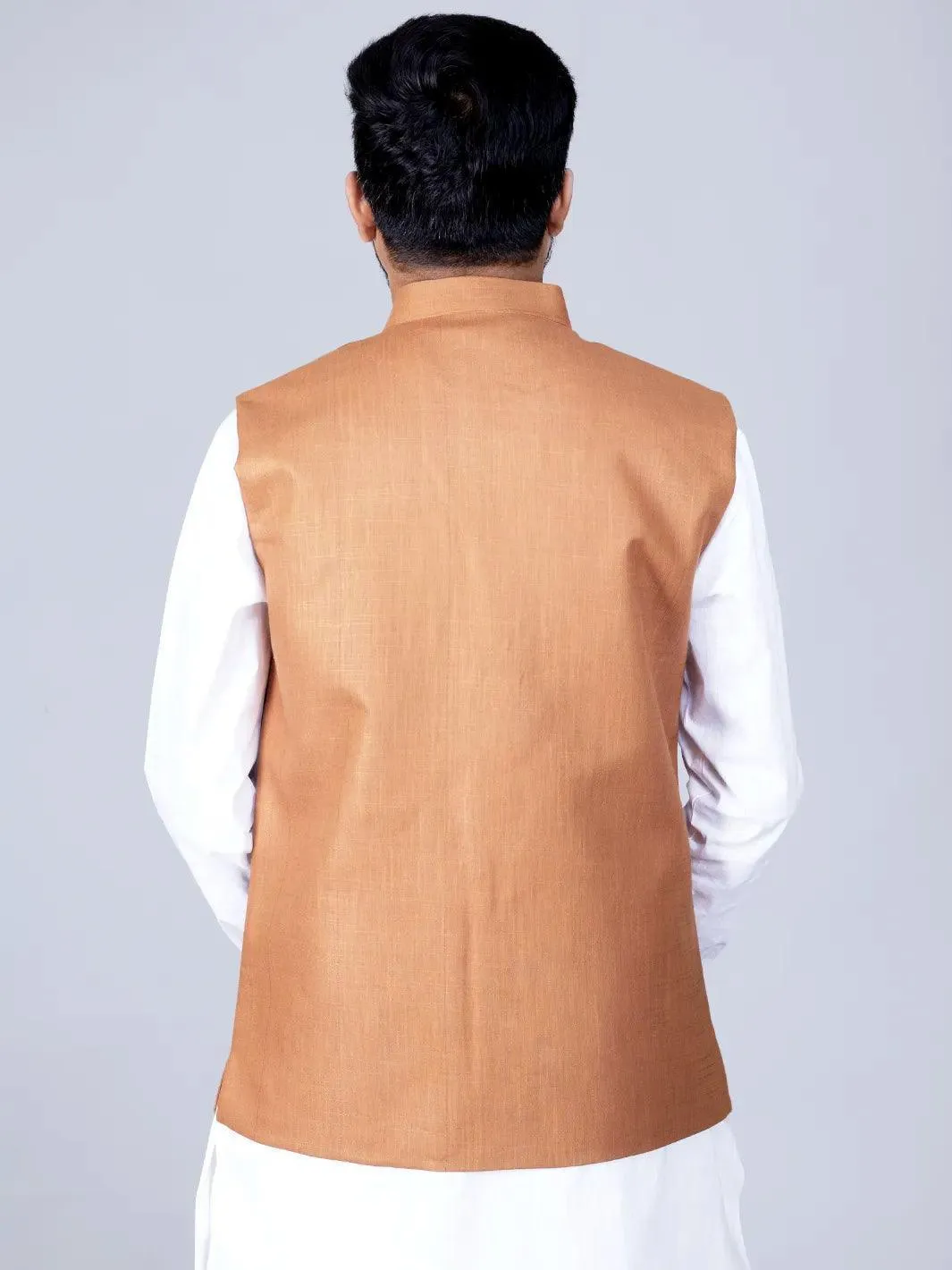 Brown Handwoven Cotton Modi Jacket