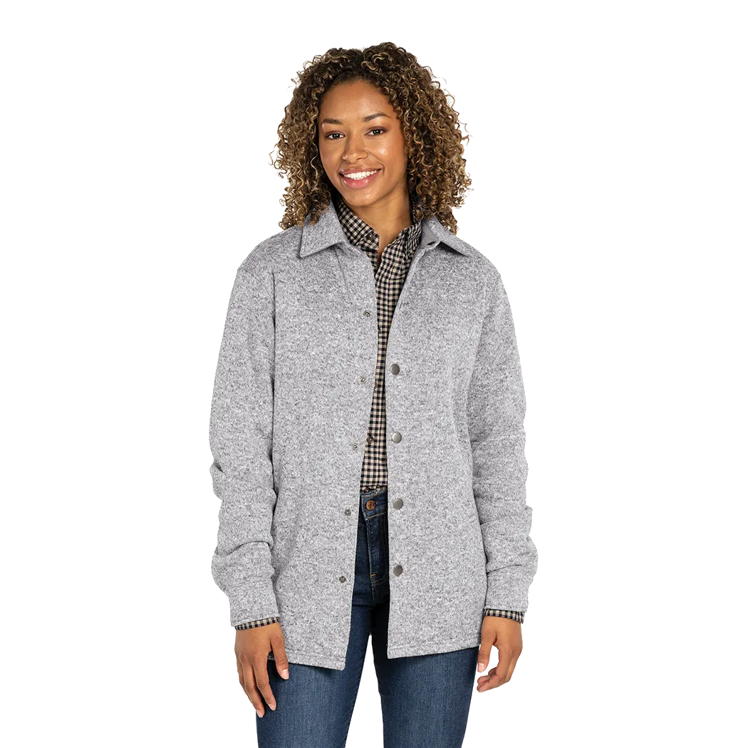 C2402 Heathered Fleece Snap Shacket