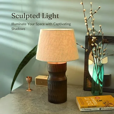 Carved Crust Night Lamp | Handcrafted Mango Wood Table Lamp