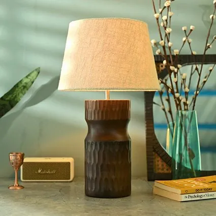 Carved Crust Night Lamp | Handcrafted Mango Wood Table Lamp