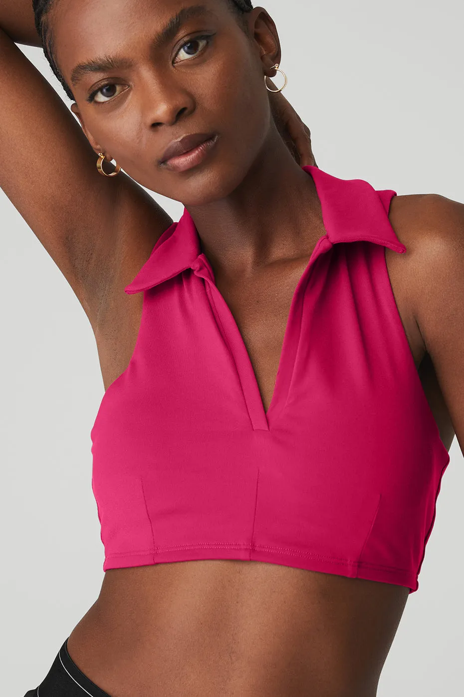 Charmed Collar Bra Tank - Magenta Crush