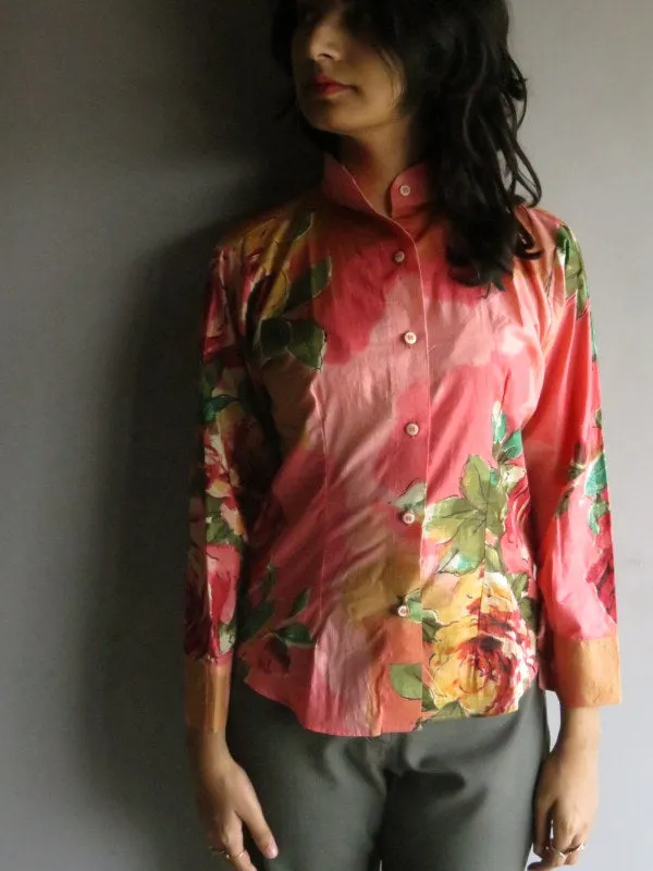 Coral Floral Buttoned Shirt