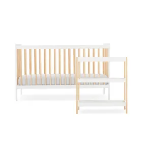 CuddleCo Nola 2 Piece Set Changer   Cot Bed - White/Natural