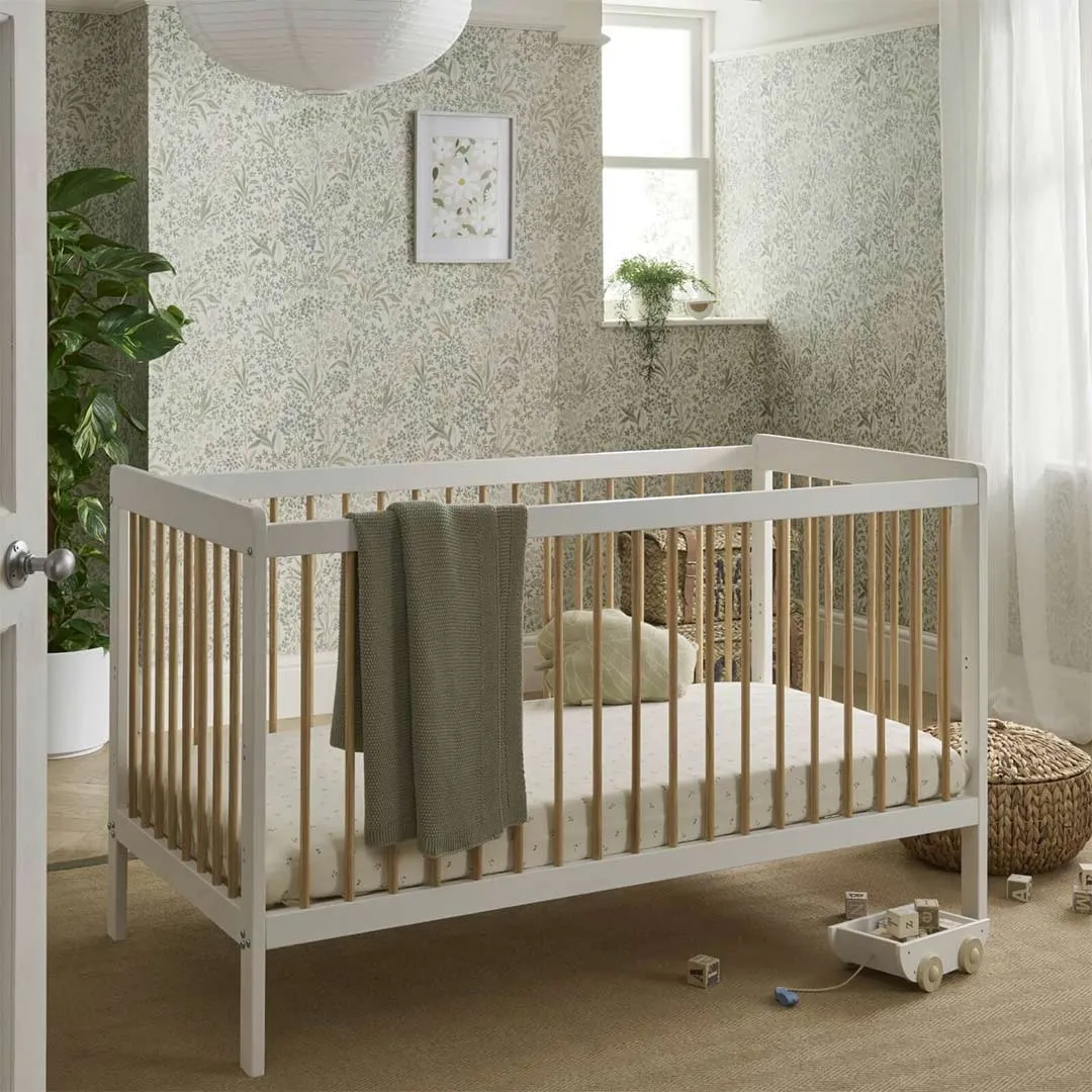 CuddleCo Nola 2 Piece Set Changer   Cot Bed - White/Natural