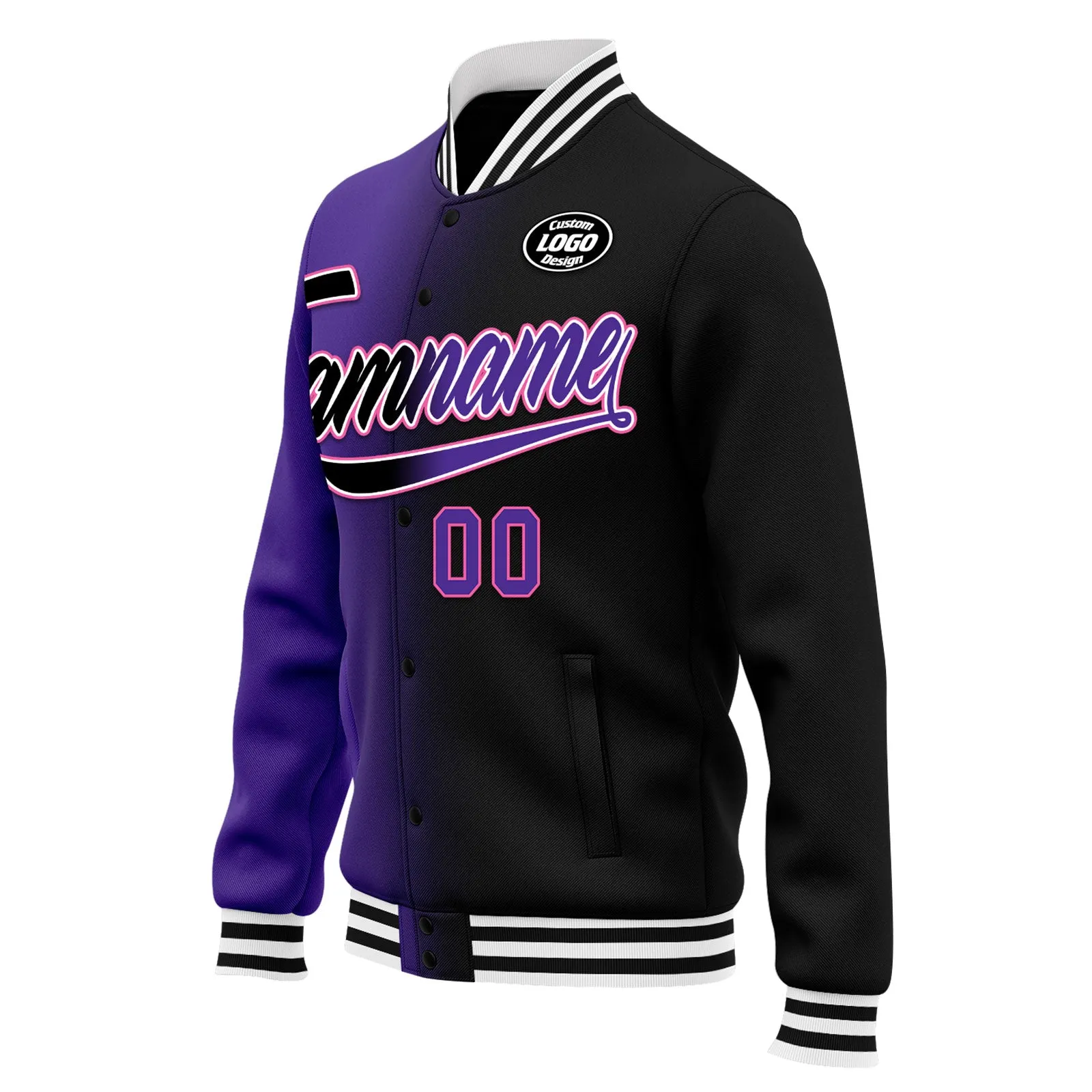 Custom Gradient Fashion Jacket Bomber Full-Snap Varsity Letterman Personalized Jacket FZ005-D028016-11