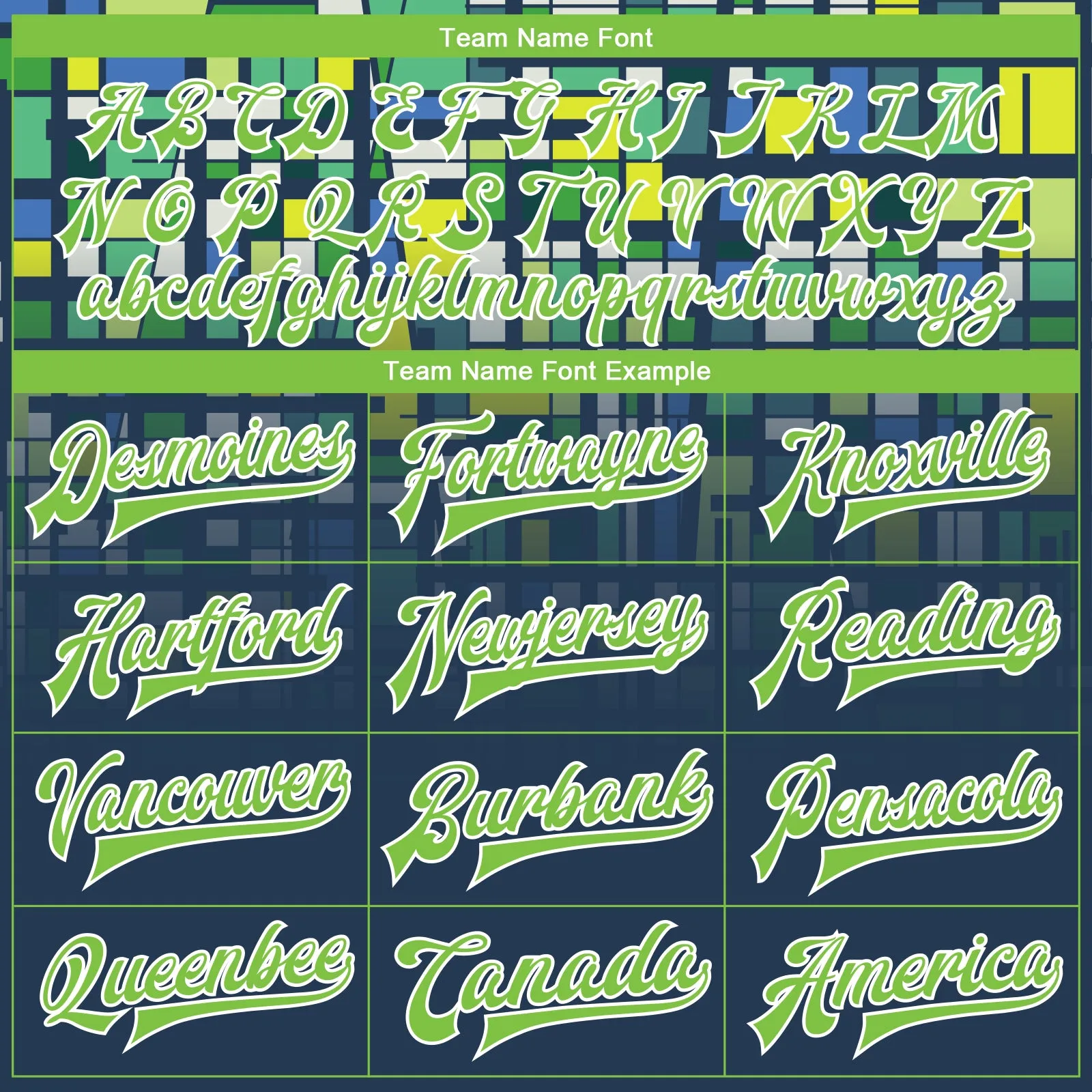 Custom Navy Neon Green-White 3D Pattern Design Bomber Full-Snap Varsity Letterman Jacket