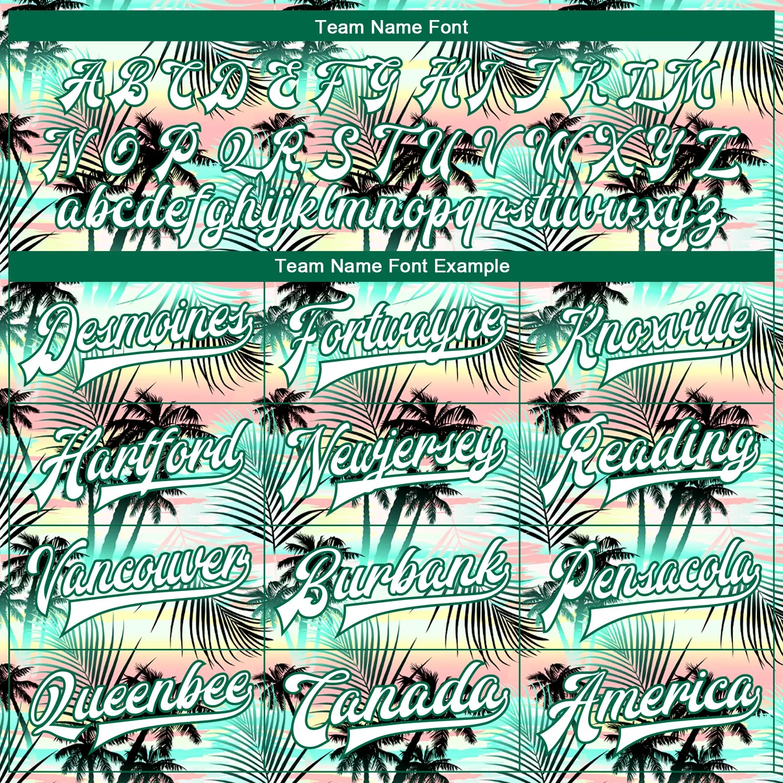 Custom White White-Kelly Green Hawaii Palm Trees 3D Bomber Full-Snap Varsity Letterman Jacket