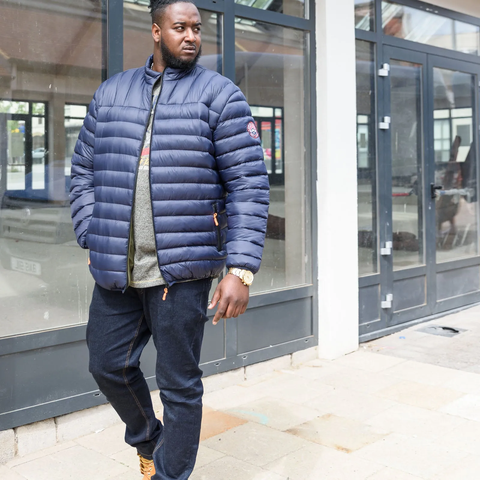 D555 Mens Limehouse Big & Tall Puffer Jacket - Navy