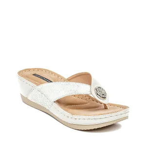 Dafni White Wedge Sandals