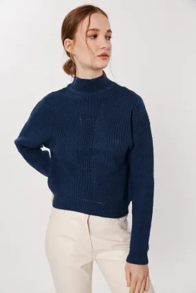 Deluc Ischia Deep Blue Mock Turtleneck Sweater