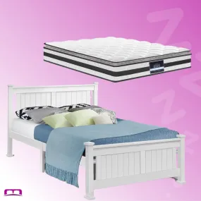 Double Package | Airlie Bed White & Normay Series Pillow Top Mattress (Medium Firm)