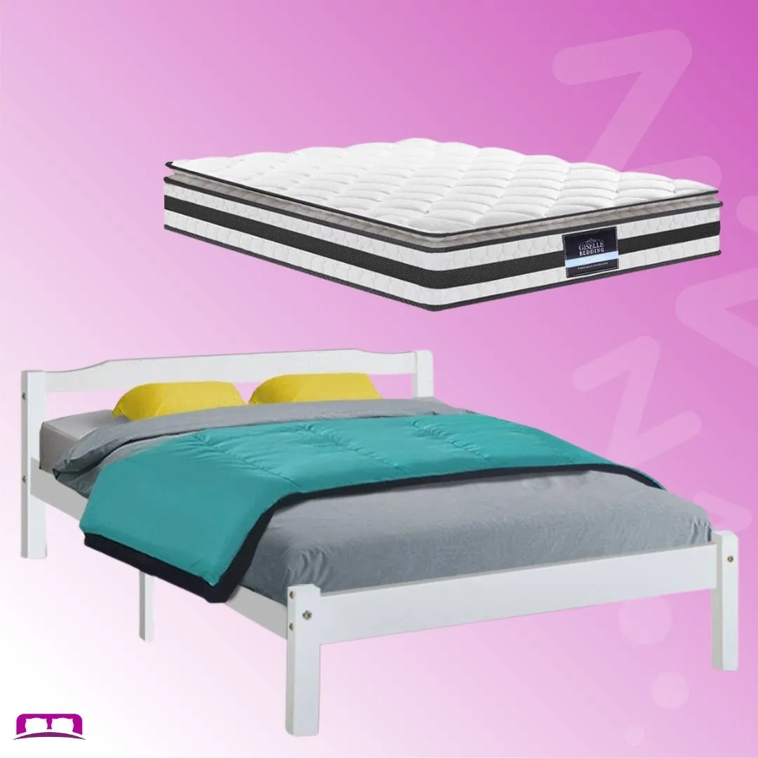 Double Package | Gibson Bed White & Normay Series Pillow Top Mattress (Medium Firm)