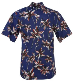 Electric Palms Vintage Style Mens Shirt in Navy