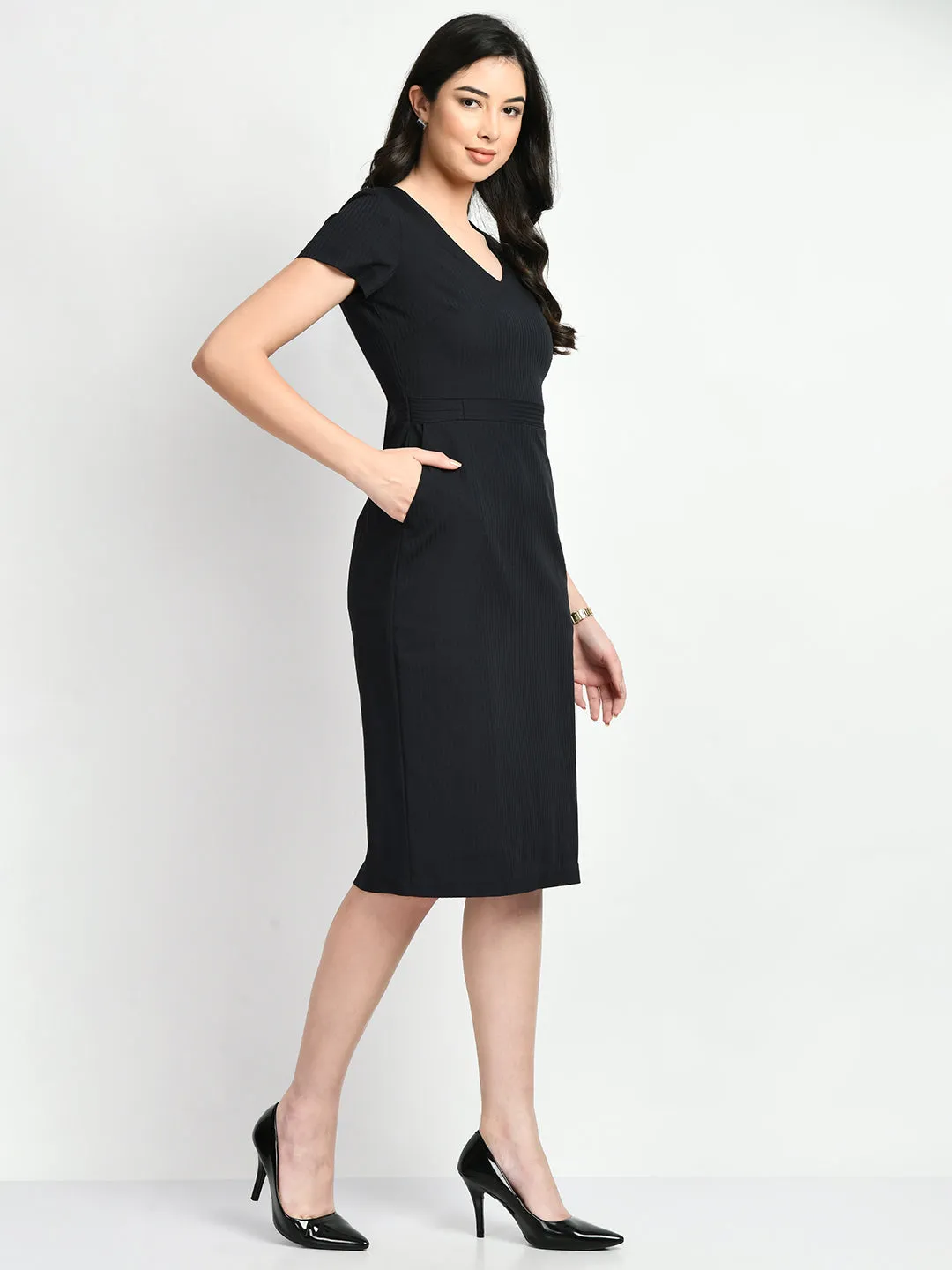 Exude Composure Sheath Dress (Navy)