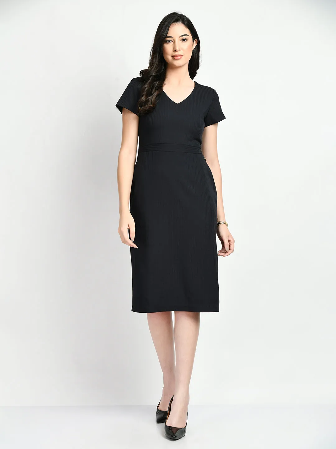 Exude Composure Sheath Dress (Navy)