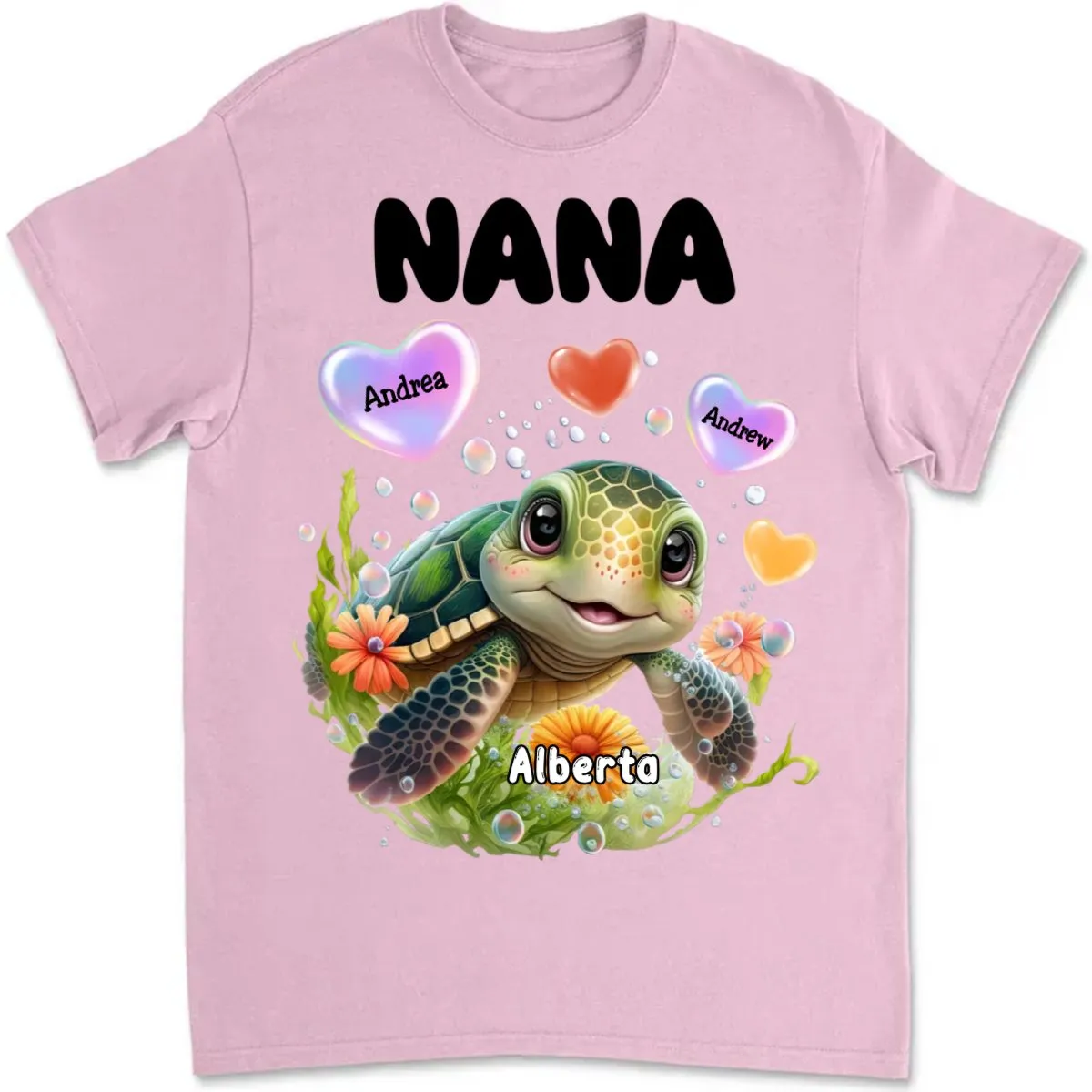 Family - Personalized Turtle Colorful Art Nana Shirt - Personalized T-Shirt