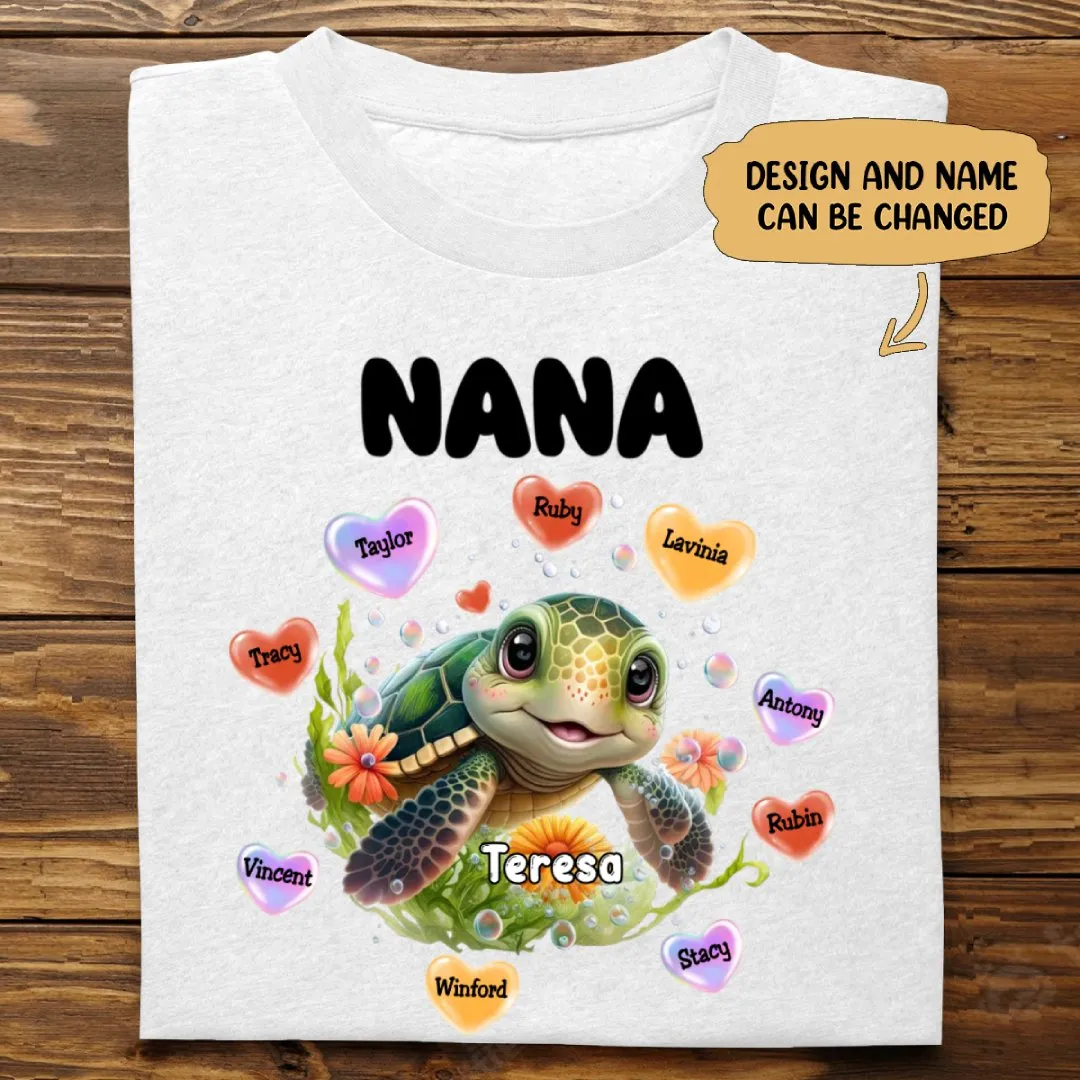 Family - Personalized Turtle Colorful Art Nana Shirt - Personalized T-Shirt