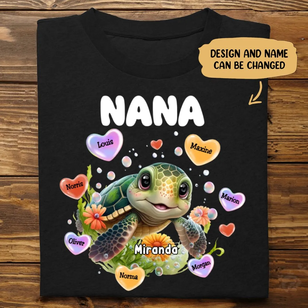 Family - Personalized Turtle Colorful Art Nana Shirt - Personalized T-Shirt