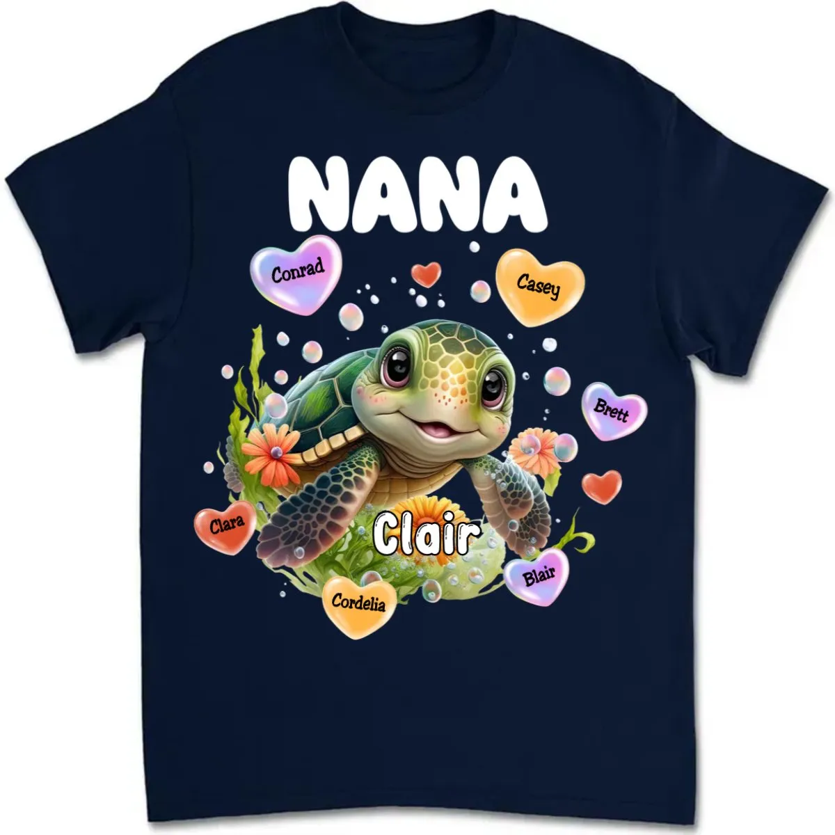 Family - Personalized Turtle Colorful Art Nana Shirt - Personalized T-Shirt