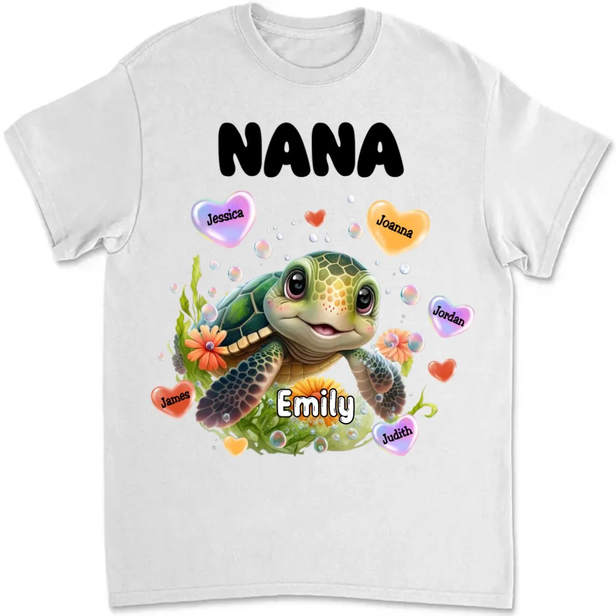 Family - Personalized Turtle Colorful Art Nana Shirt - Personalized T-Shirt