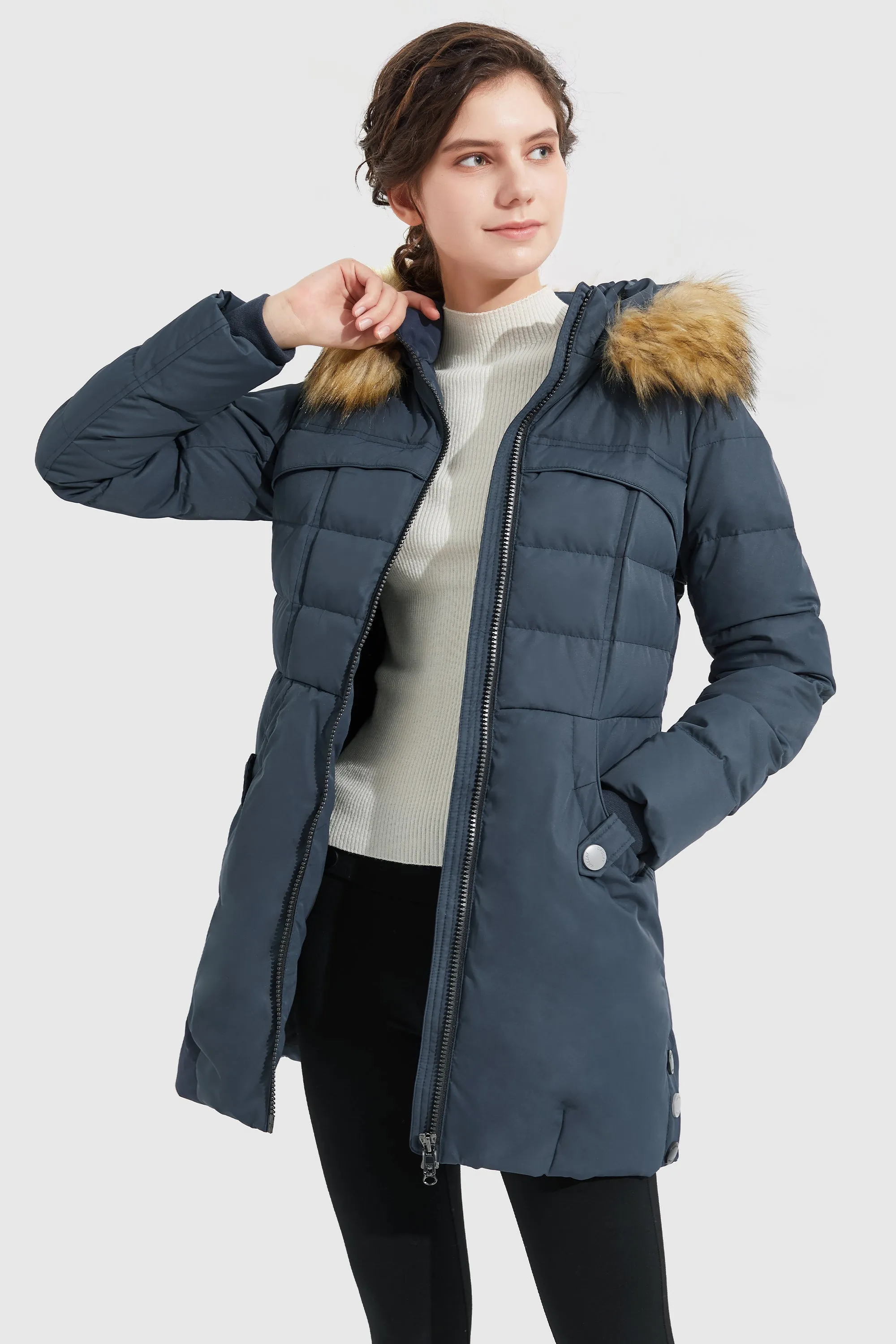 Faux Fur Qulited Puffer Down Jacket