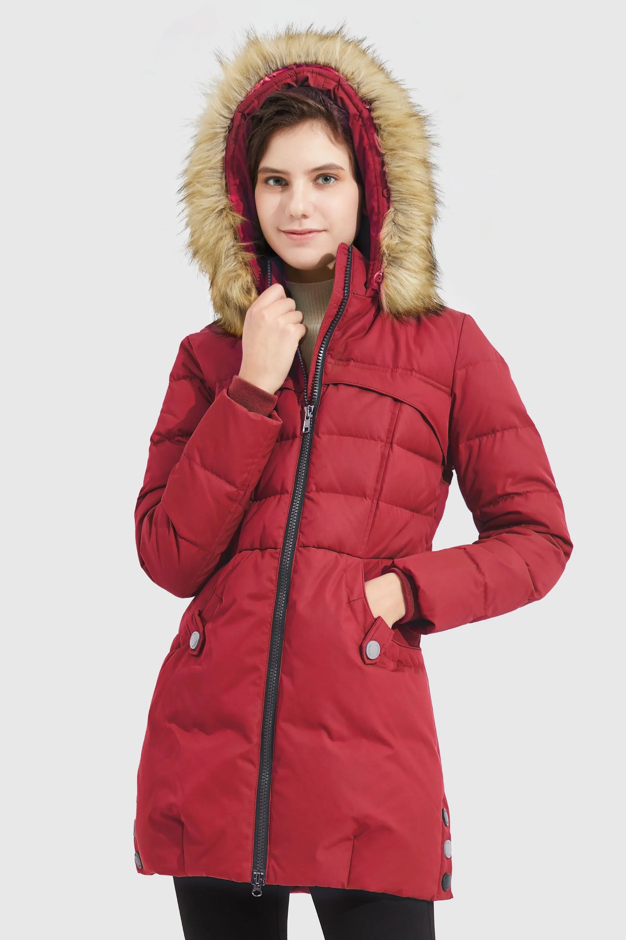 Faux Fur Qulited Puffer Down Jacket