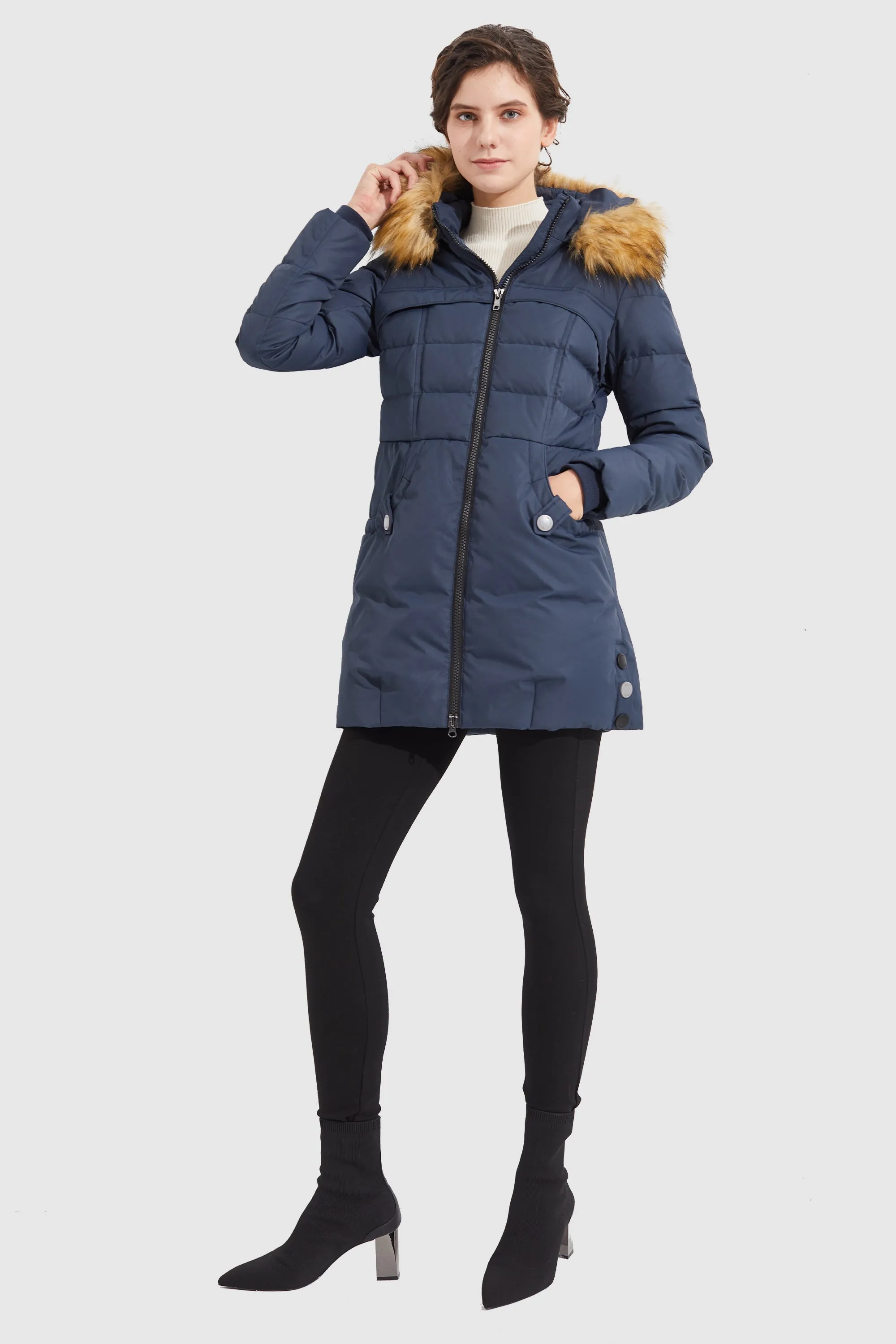 Faux Fur Qulited Puffer Down Jacket