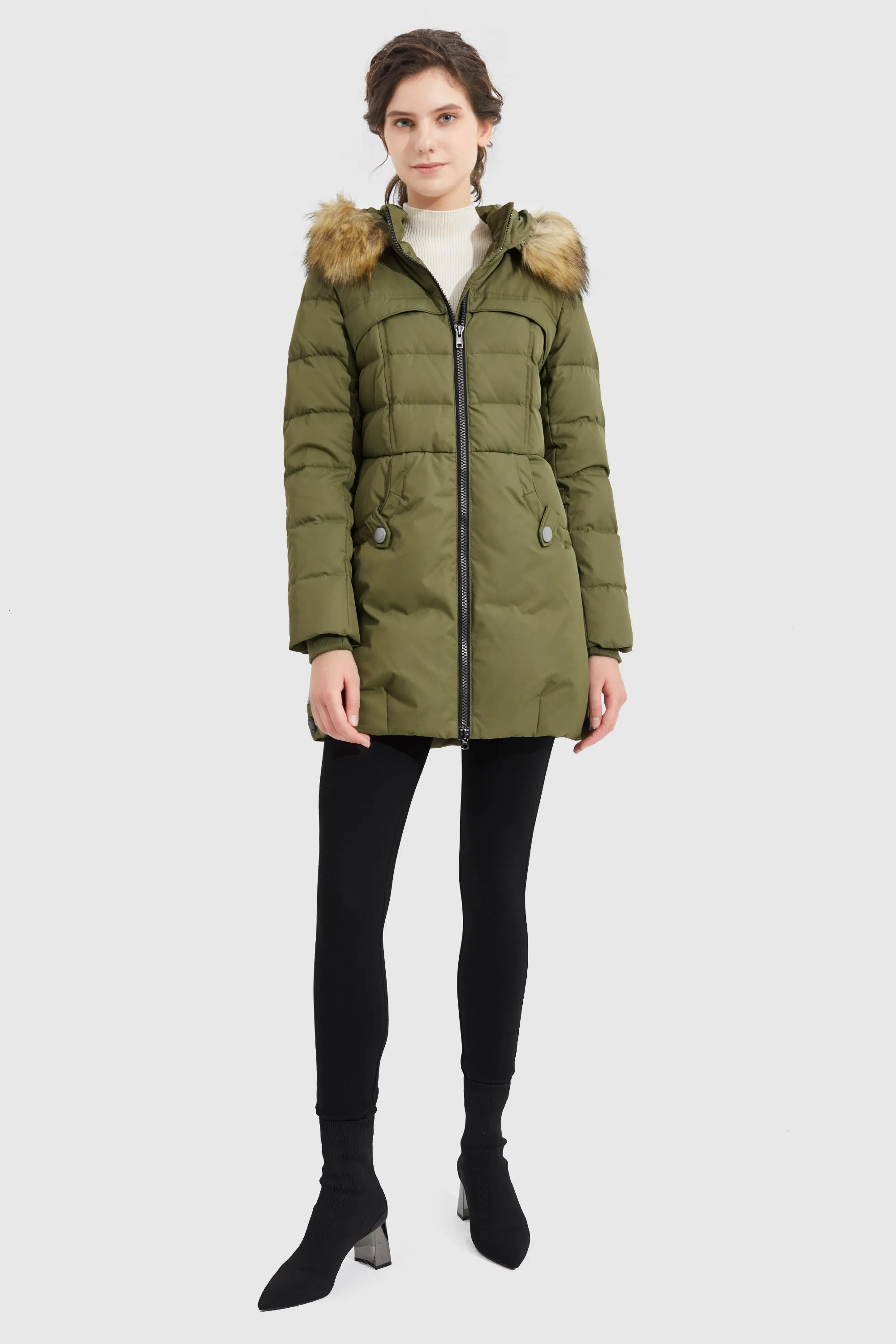 Faux Fur Qulited Puffer Down Jacket