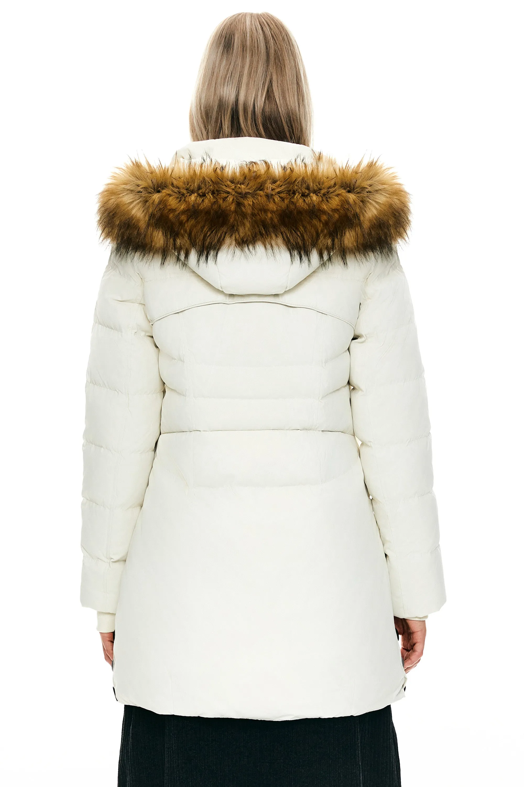 Faux Fur Qulited Puffer Down Jacket