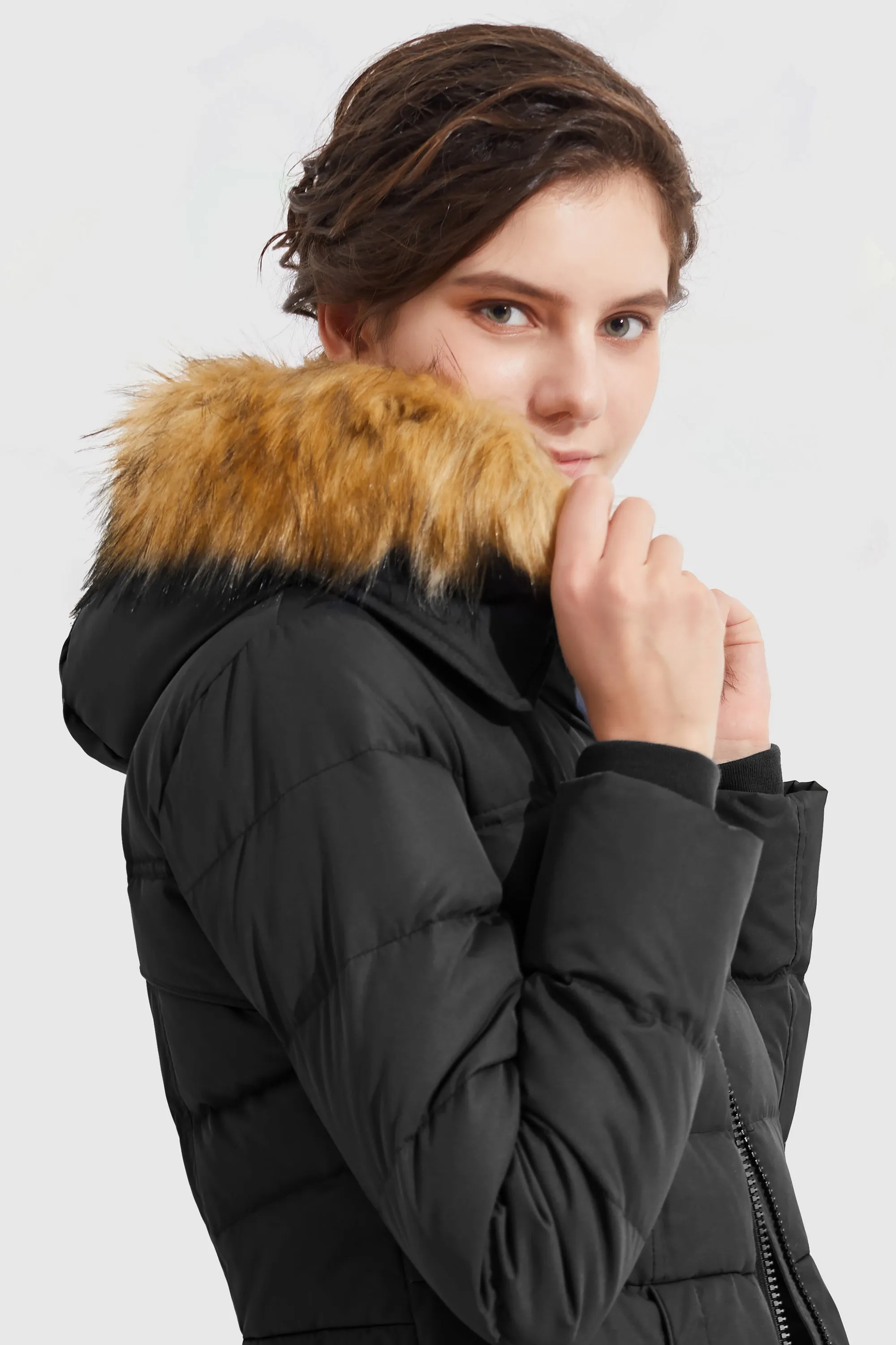 Faux Fur Qulited Puffer Down Jacket