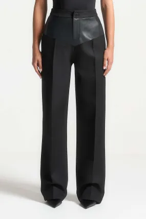 Faux Leather Patchwork Trousers