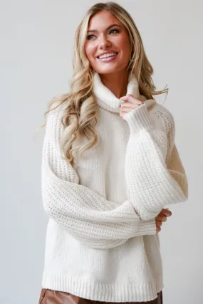 FINAL SALE - Endlessly Cozy Ivory Turtleneck Oversized Sweater